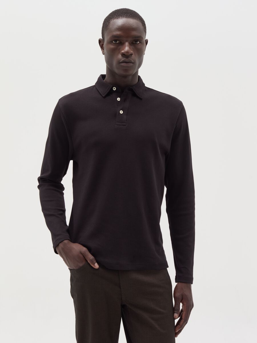 Polo in cotone a maniche lunghe_0