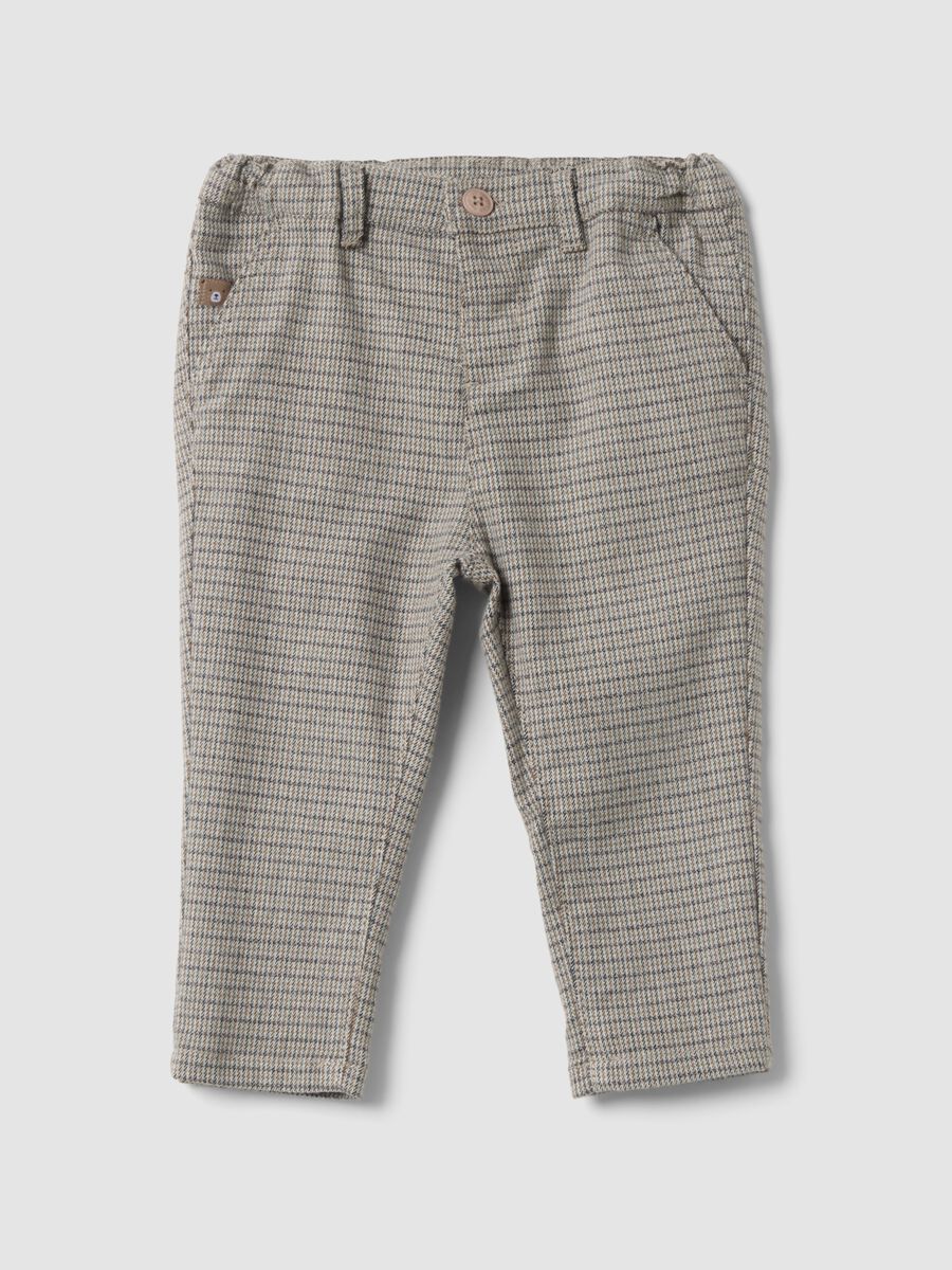 Pantaloni grigi in viscosa elasticizzata a fantasia regular fit_0
