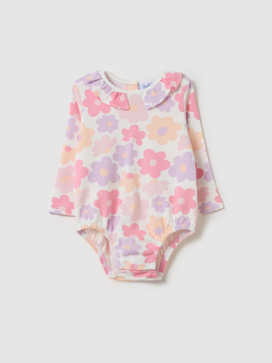 Long-sleeved bodysuit with flowers print_0