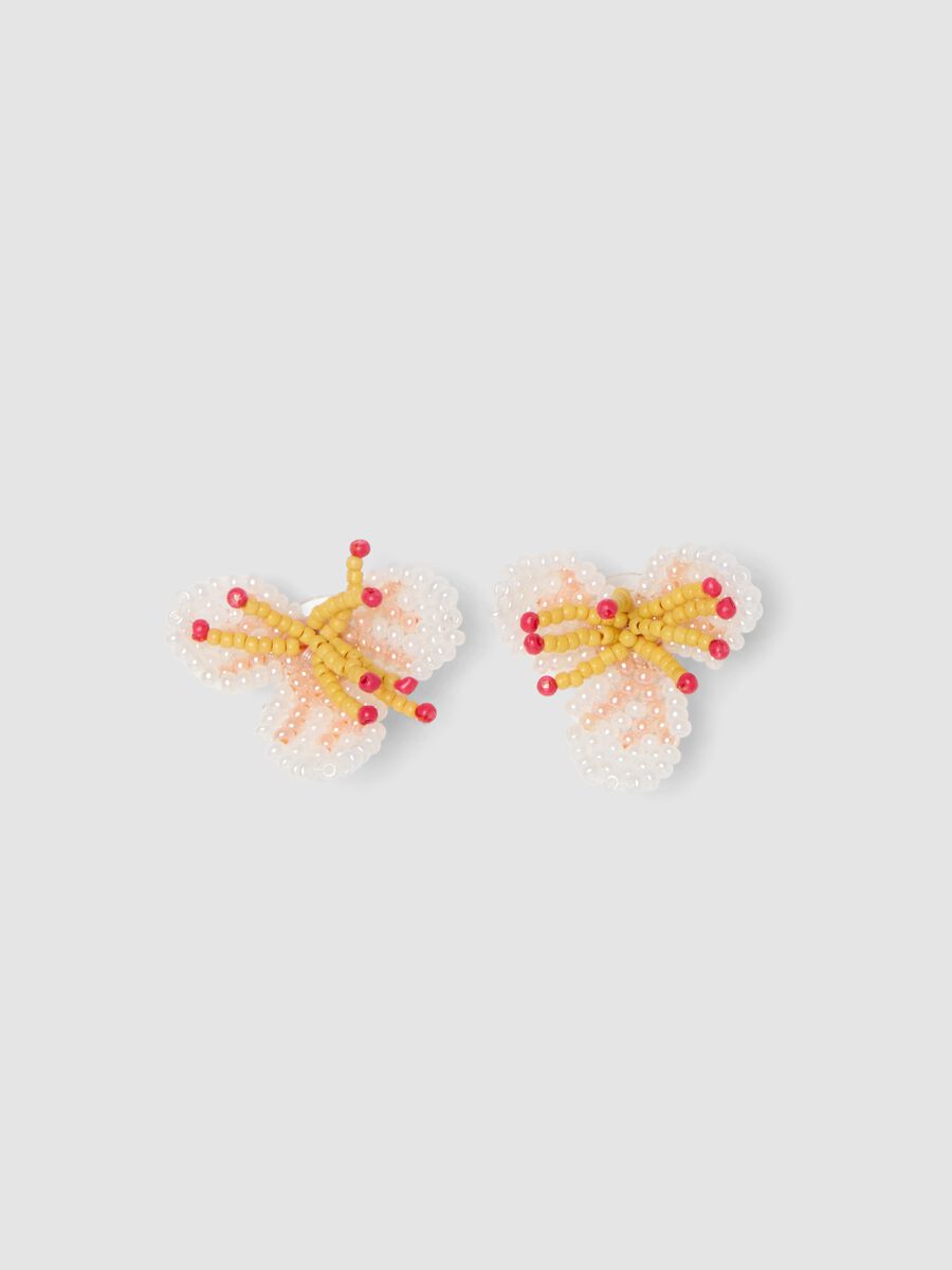 Butterfly-shaped earrings with multicolour glass beads_0