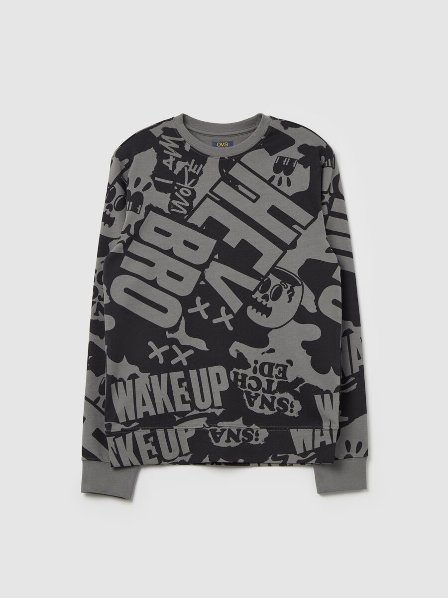 Round neck sweatshirt with all-over print_3