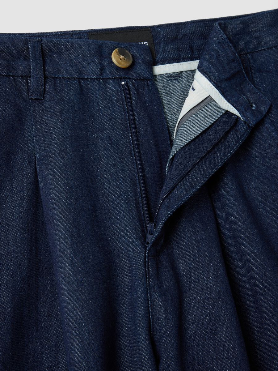 Wide leg pure cotton blue shorts_1