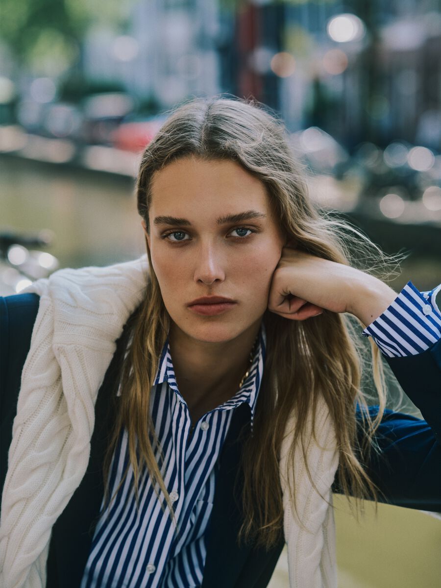 Camicia in puro cotone multicolor oversize_0