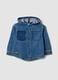 Blue denim shacket with hood in cotton and viscose blend for boys_0