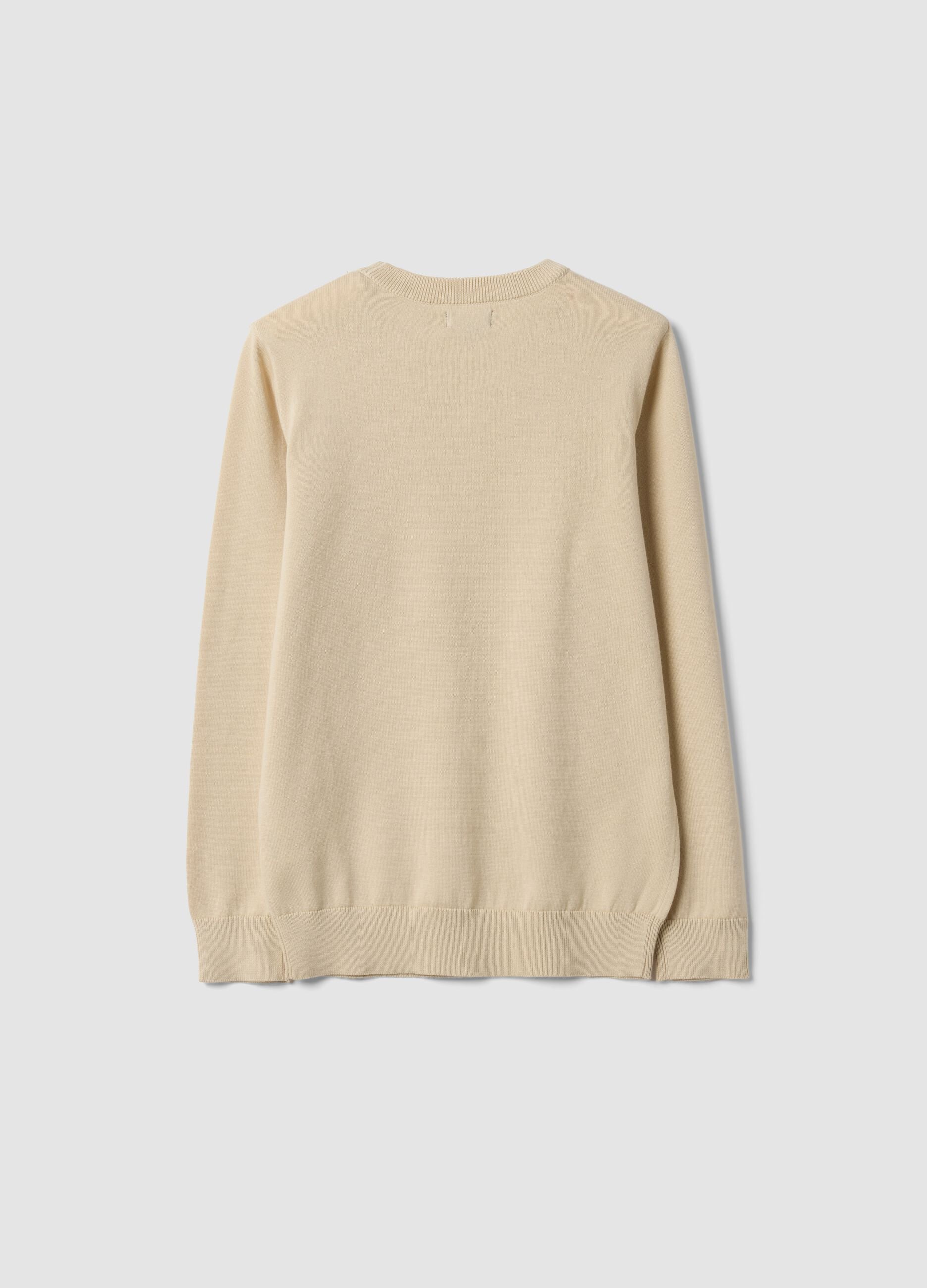 Beige pure cotton long-sleeve regular-fit top for boys