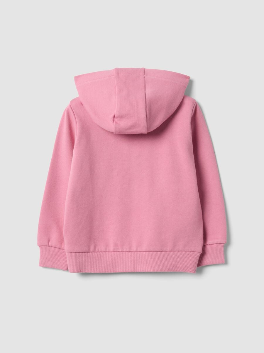 Felpa rosa con cappuccio in puro cotone organico con stella regular fit per bimba_1