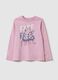 Girls' pink pure cotton T-shirt with print_0