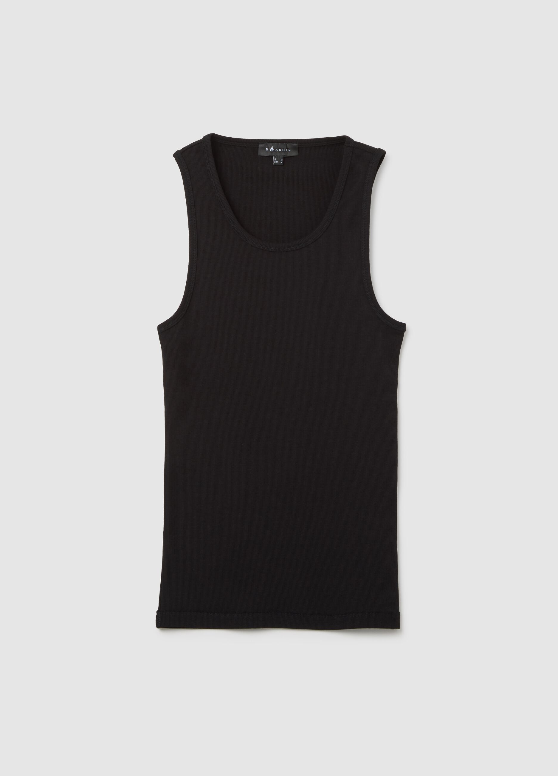 Canotta da uomo in cotone elasticizzato nera fitted