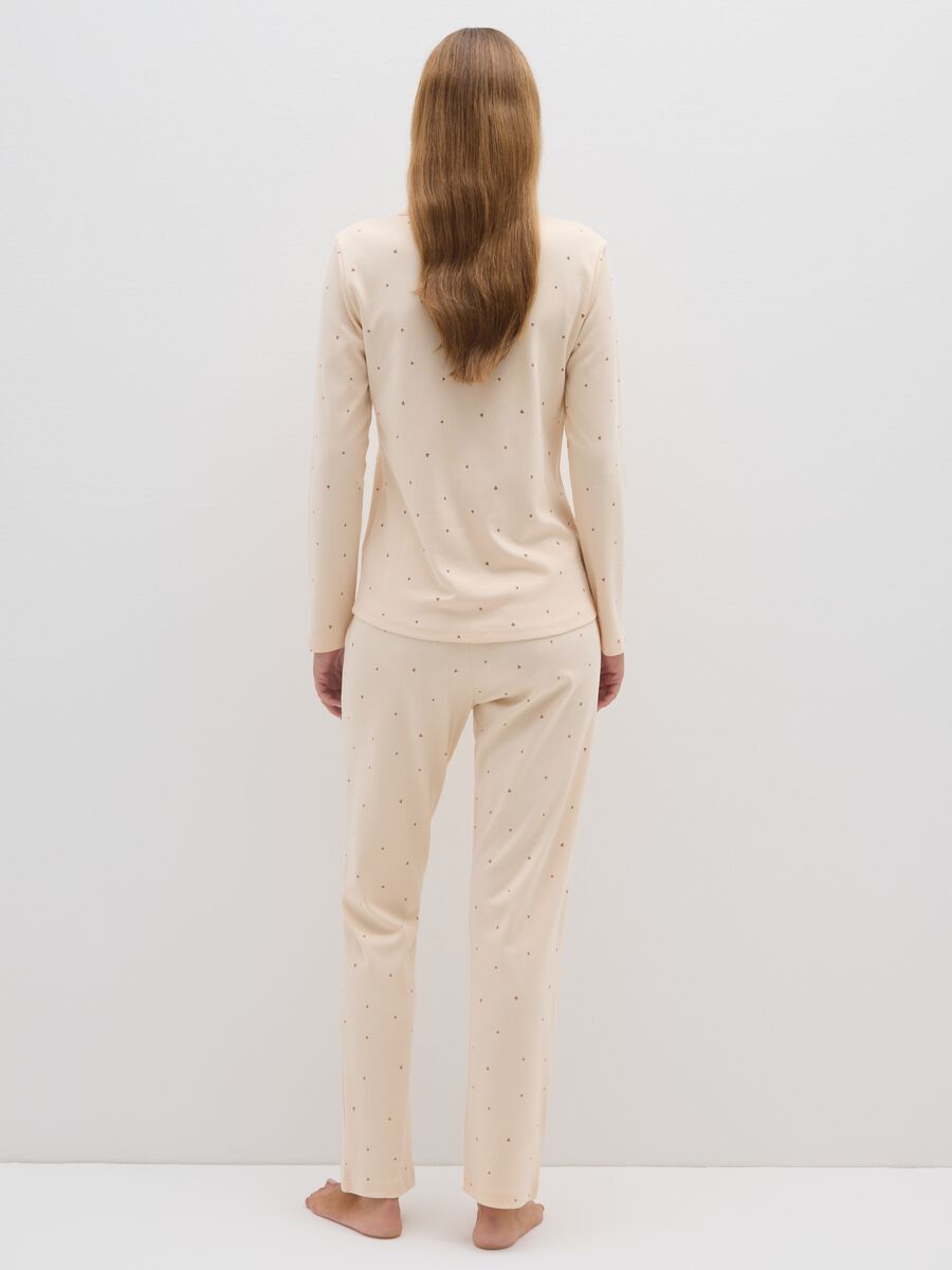 Pigiama a pois in puro cotone beige regular fit_2