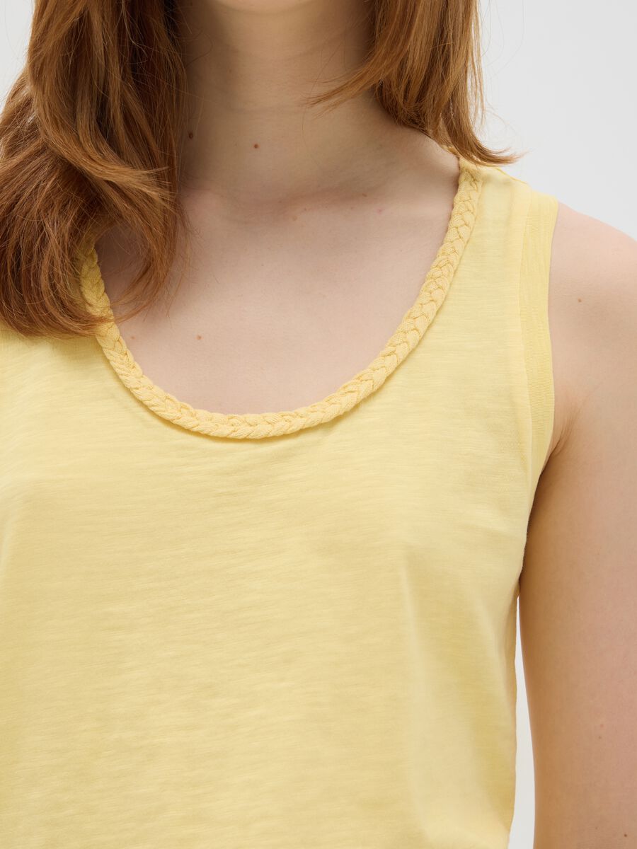 Regular fit women's yellow pure cotton tank top_3