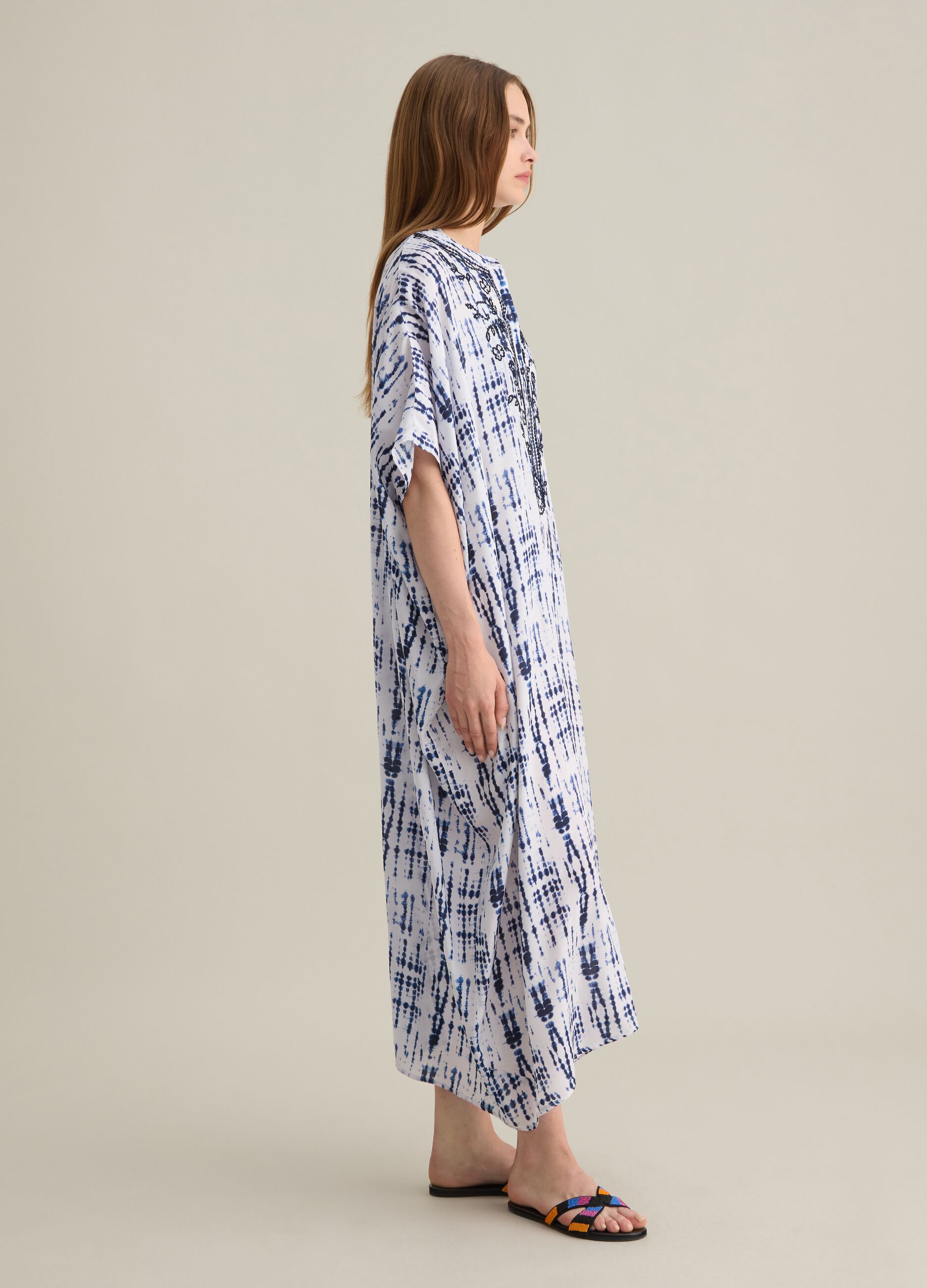 Kaftano da donna in viscosa multicolor lungo