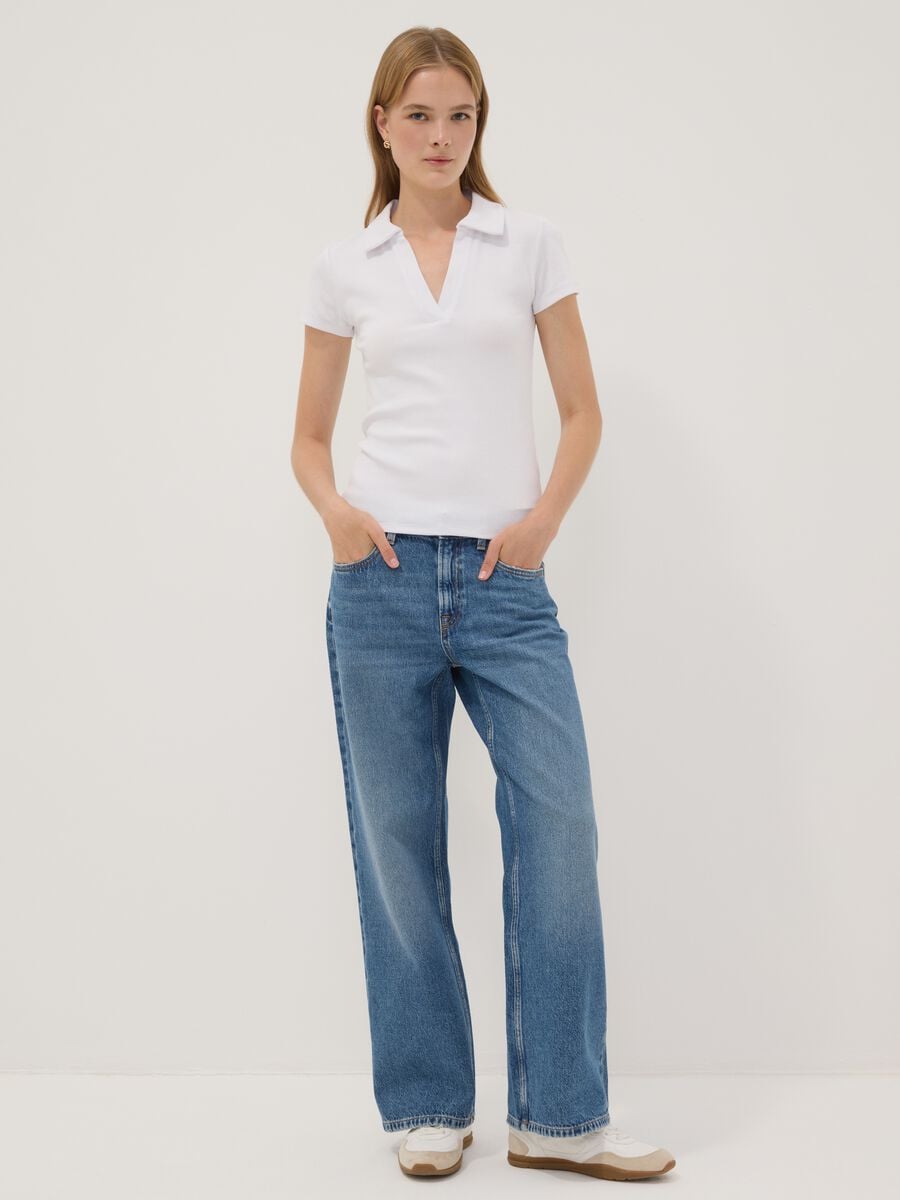 Blue denim pure cotton straight-fit jeans_0