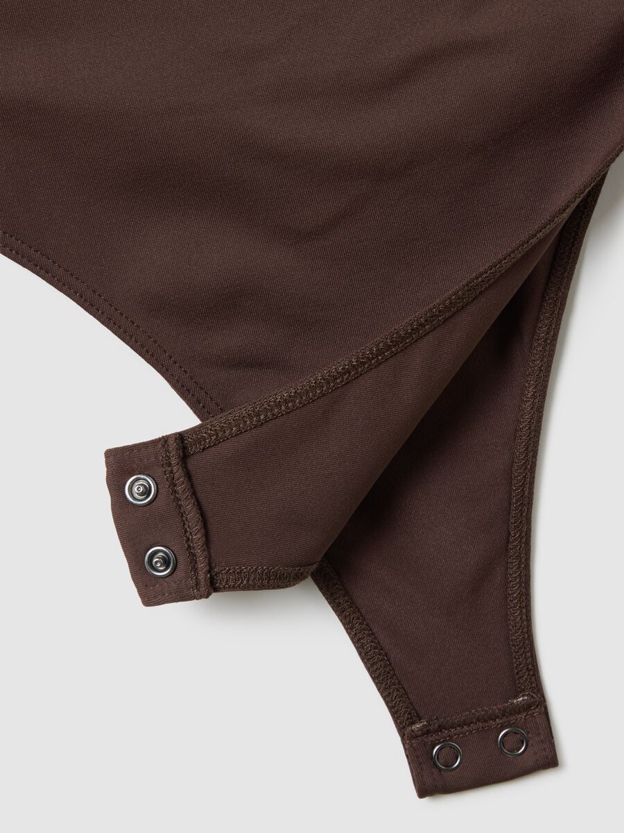 Brown stretch fabric bodysuit regular fit_5