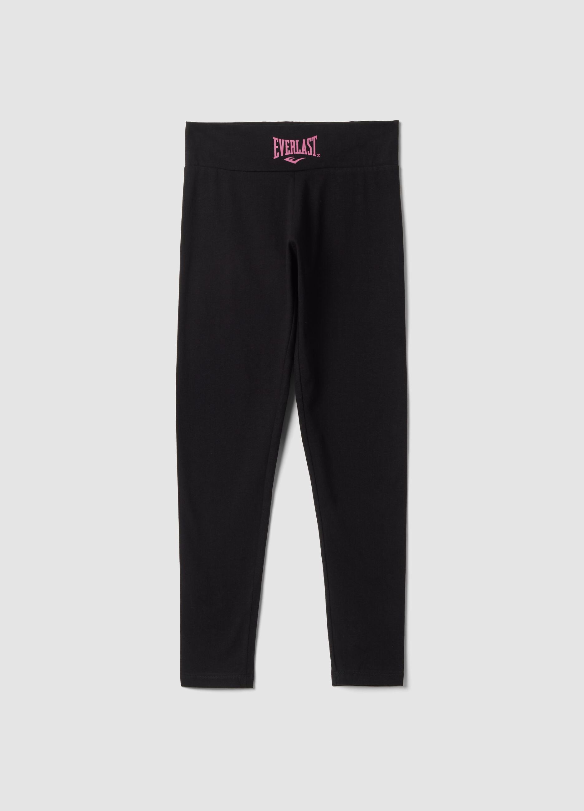 Black slim-fit stretch cotton jersey leggings with Everlast logo