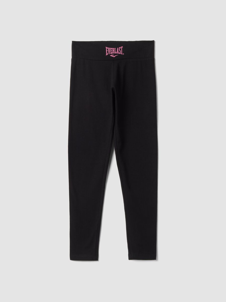 Black slim-fit stretch cotton jersey leggings with Everlast logo_0