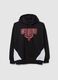 Black cotton blend hoodie with Chicago Bulls print_4