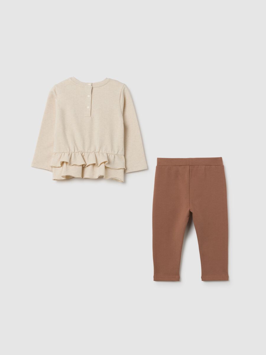 Jogging set da bambina in cotone beige regular fit_1