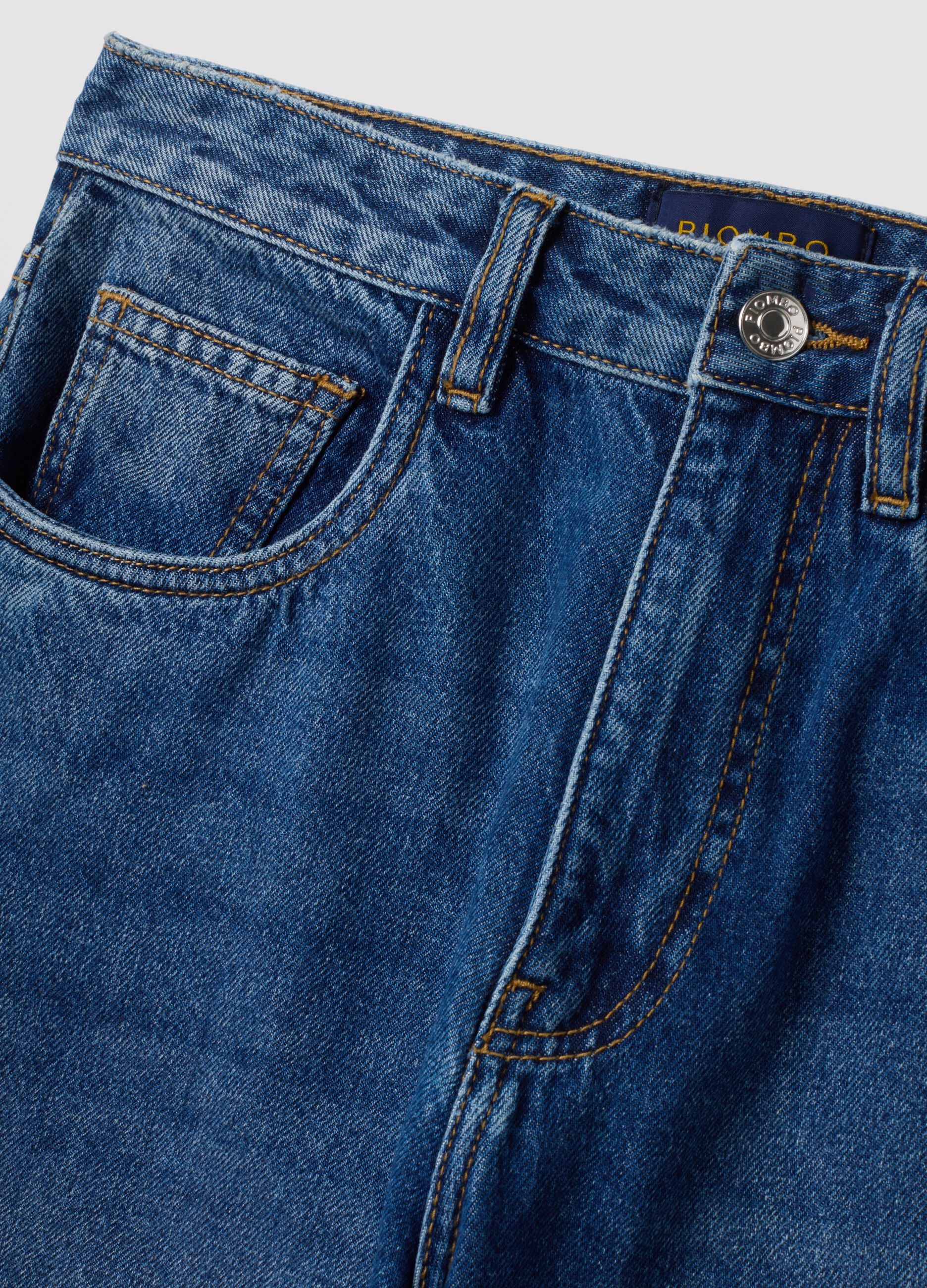 Blue denim straight-fit jeans in pure cotton