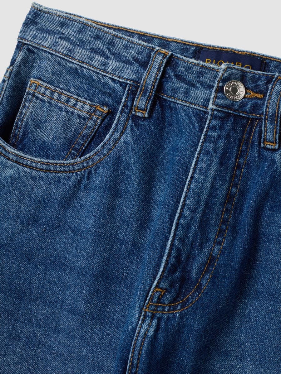 Jeans denim blu in puro cotone straight fit_5