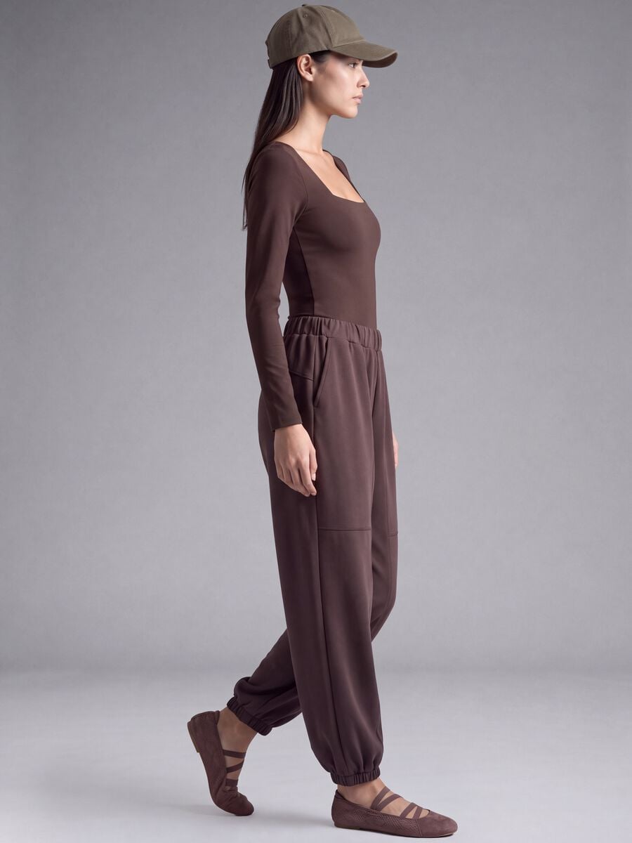 Pantaloni sportivi viola in viscosa elasticizzato_1