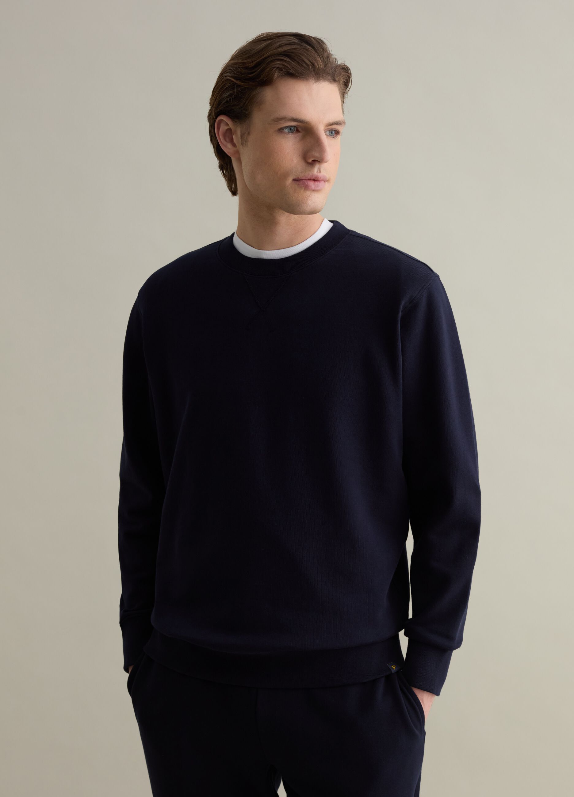 Sweatshirt with round neck and stitched detail