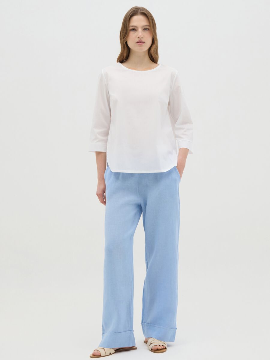 Women's pure linen azure trousers regular fit_0