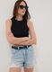 Black cropped stretch cotton tank top_0