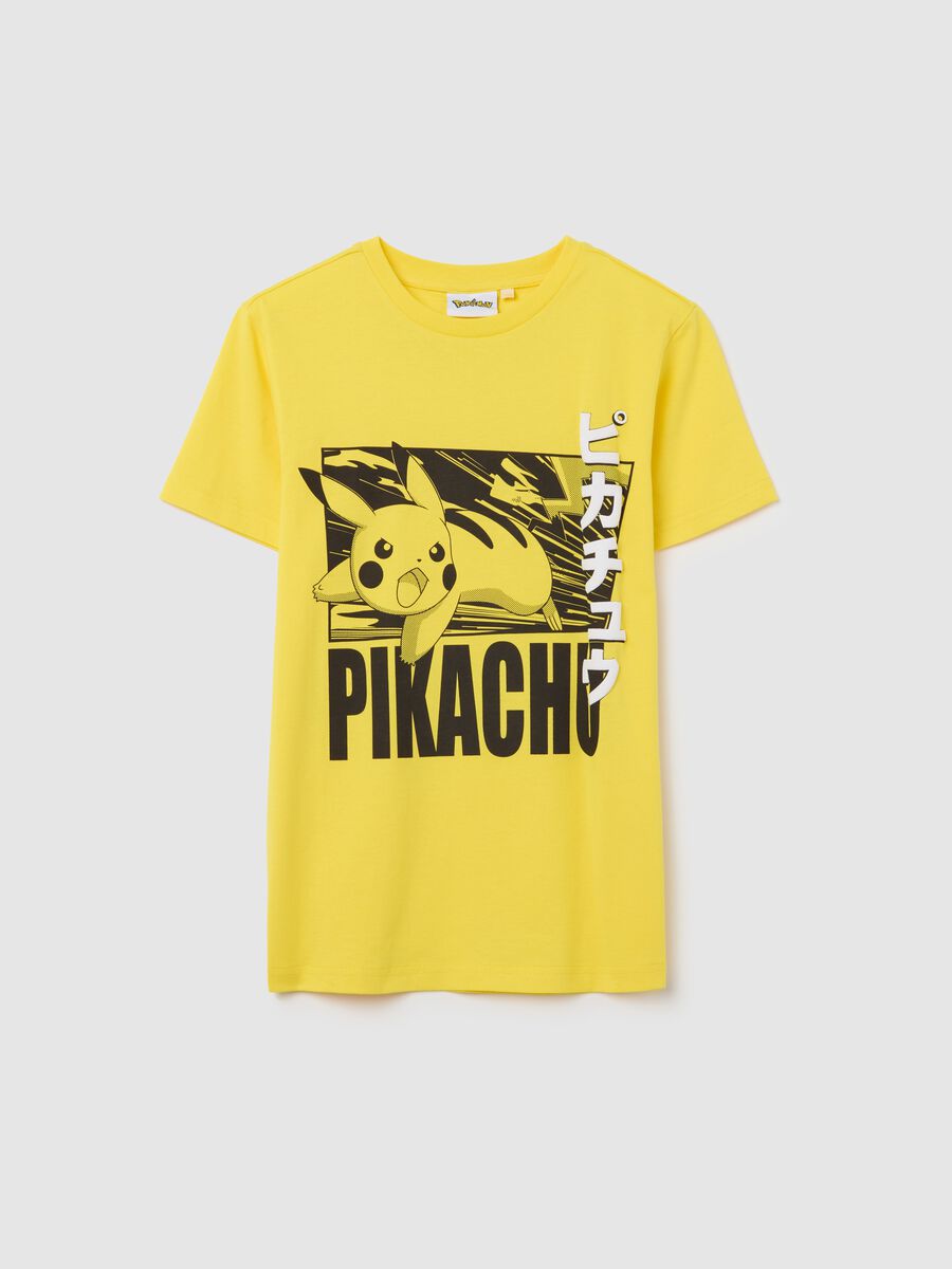Yellow cotton T-shirt with Pikachu print_3
