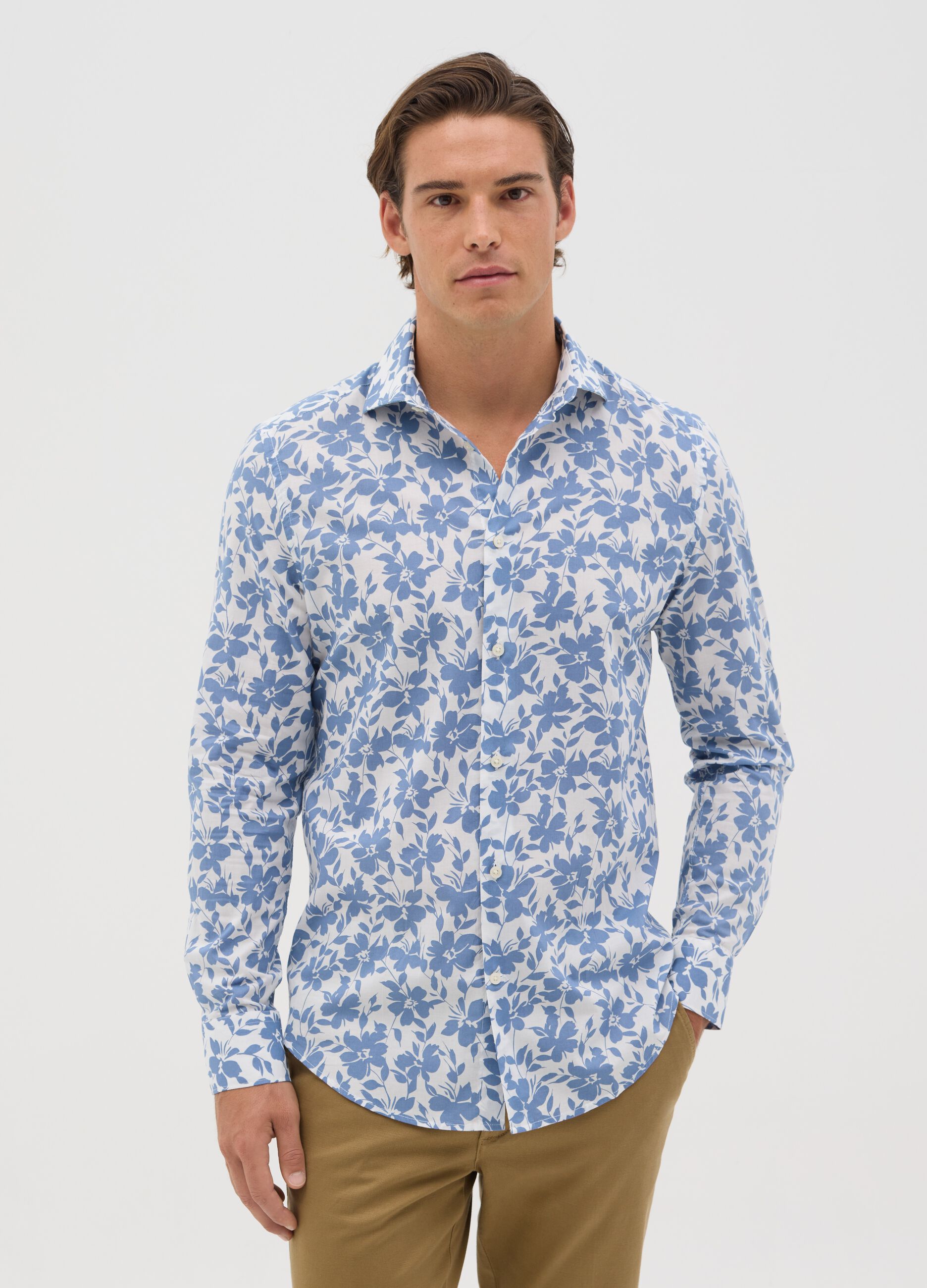 Men’s multicoloured slim fit shirt in 100% cotton