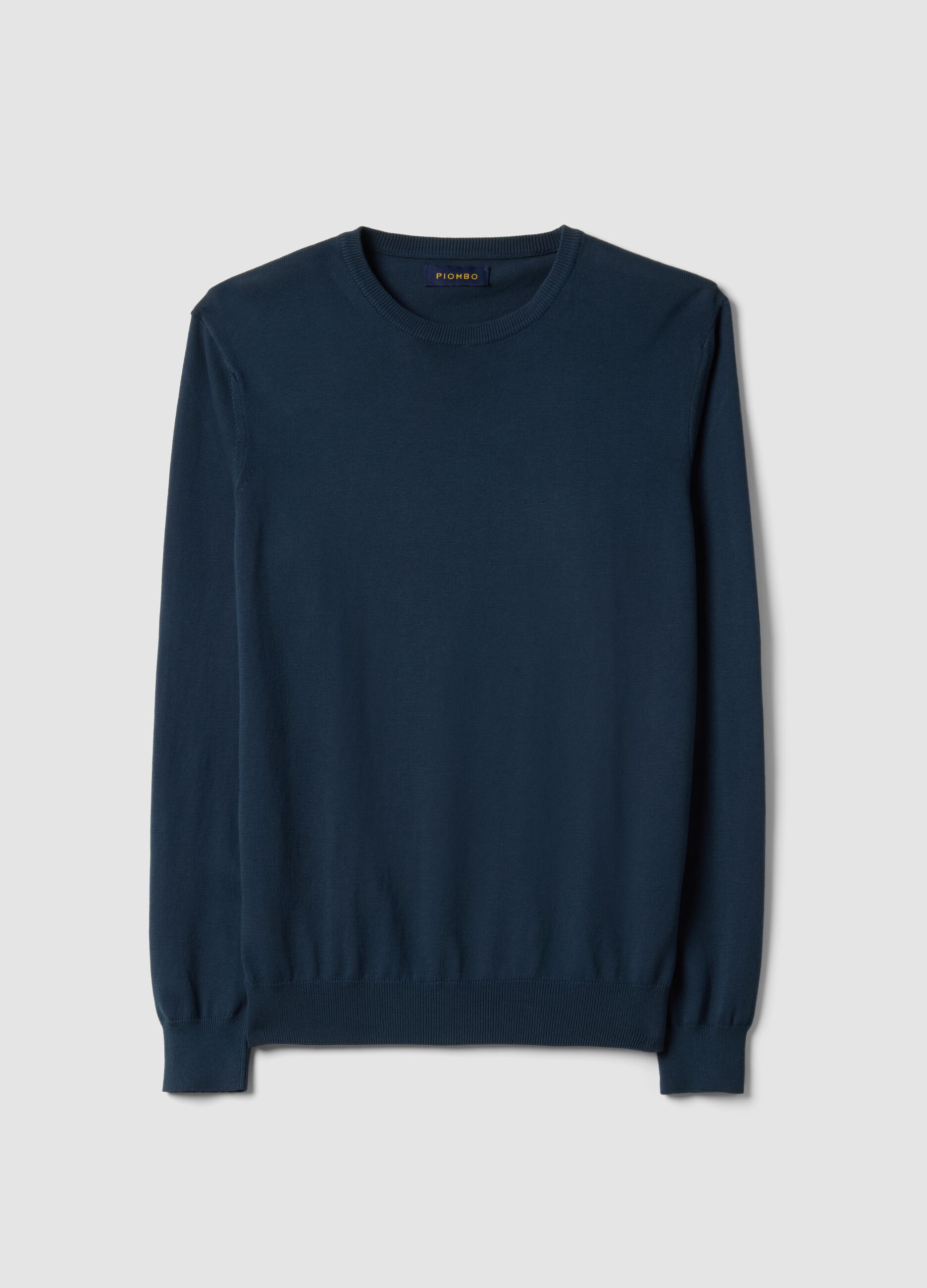 Blue Cotton Jumper, Regular Fit