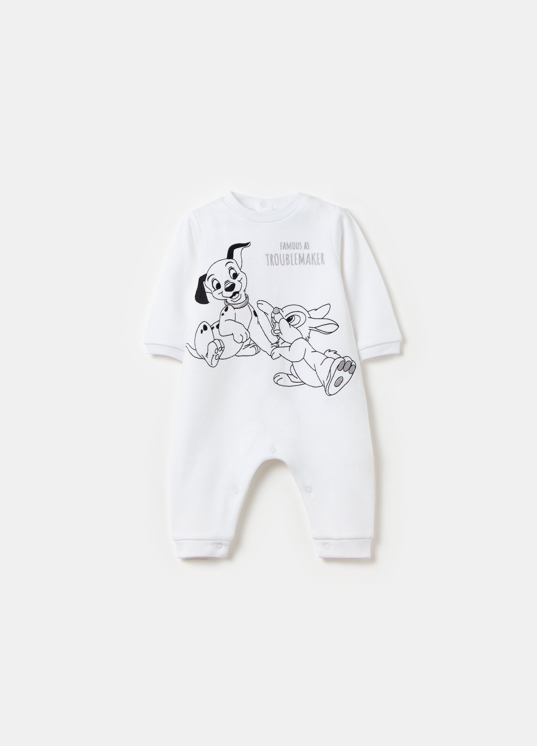 Organic cotton onesie with Lucky and Thumper embroidery