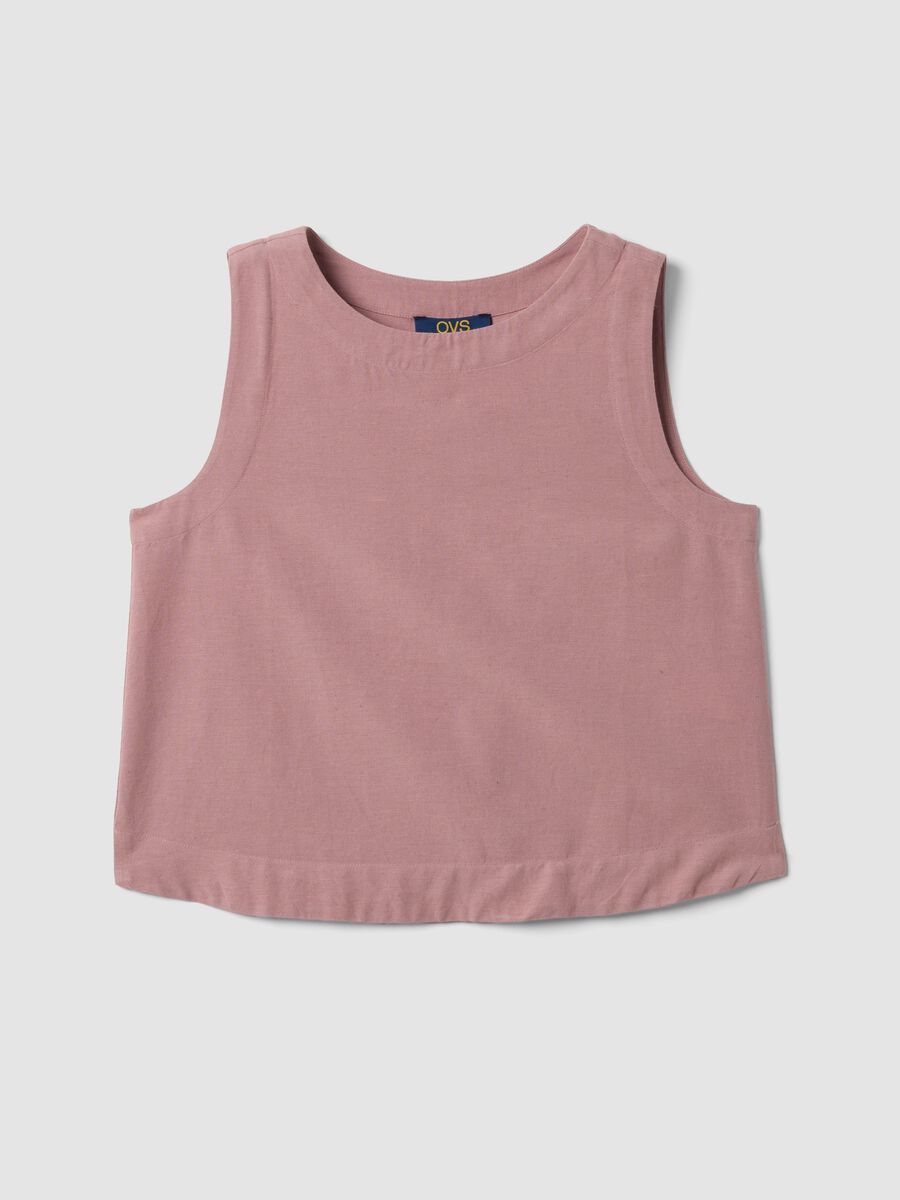 Pink top in viscose, cotton and linen blend, regular fit_4