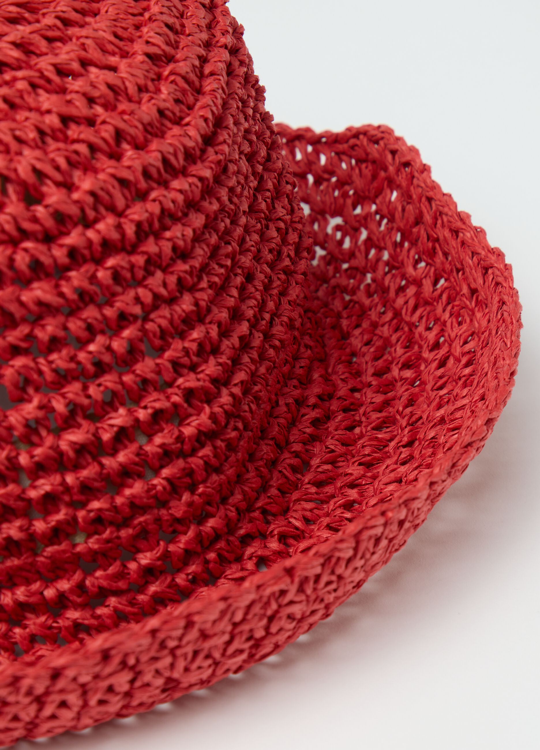 Red knitted cloche hat