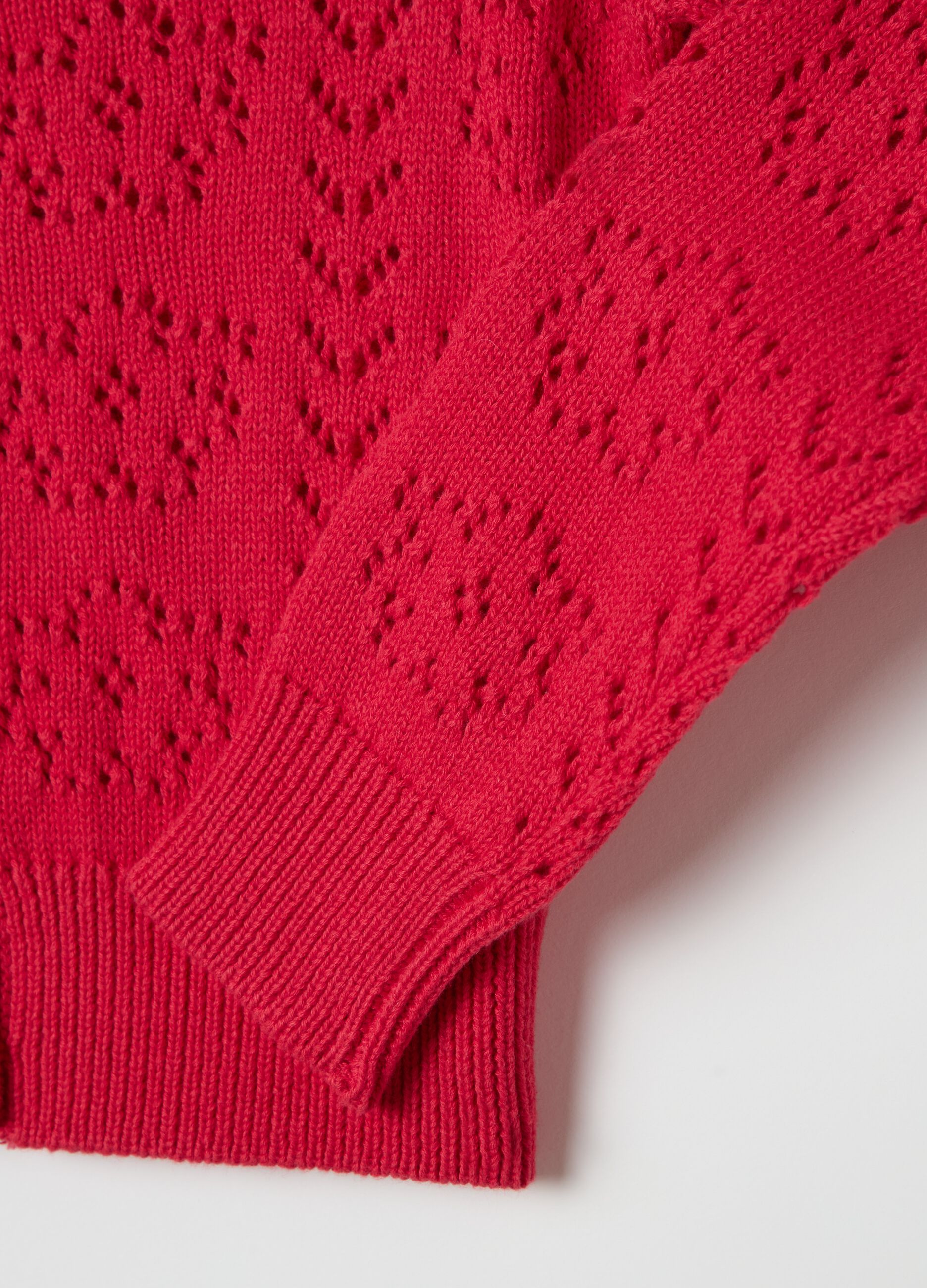 Cotton cardigan with openwork design