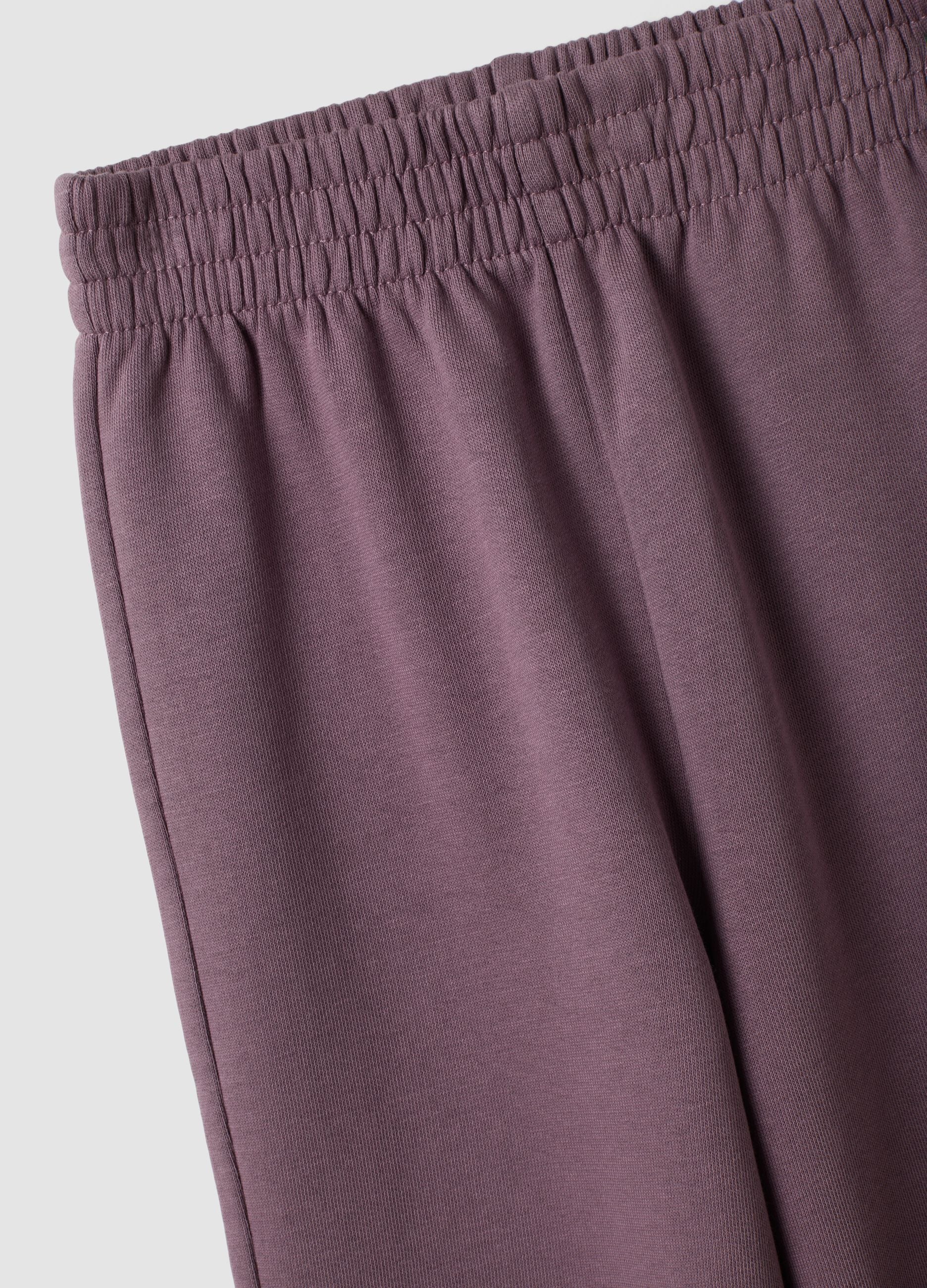 Purple regular-fit pure cotton fleece jogger trousers