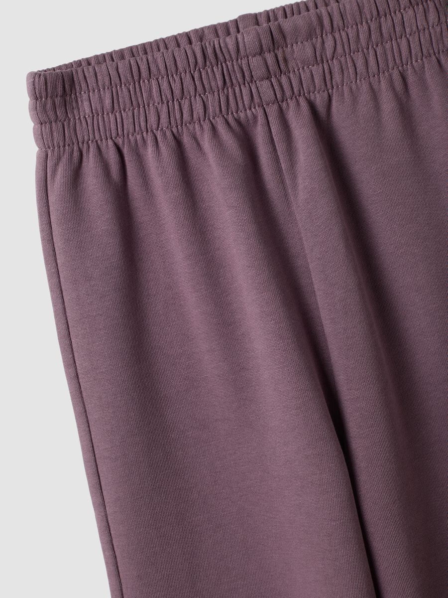 Purple regular-fit pure cotton fleece jogger trousers_2
