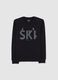 Boys' Black Sweatshirt in Pure Cotton Regular Fit with SKI Print_3