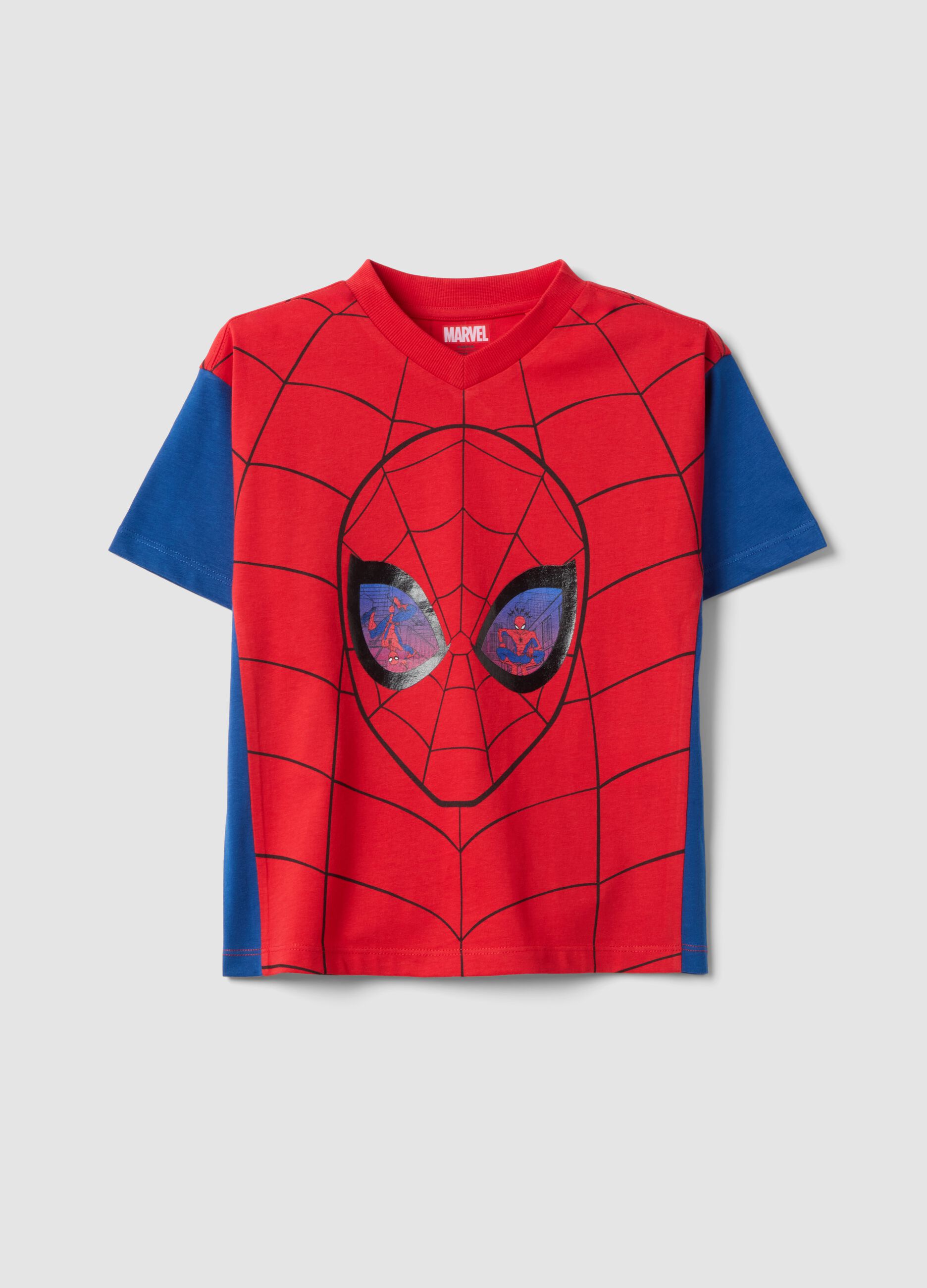 Children's oversized fit multicolour pure cotton T-shirt with Spiderman