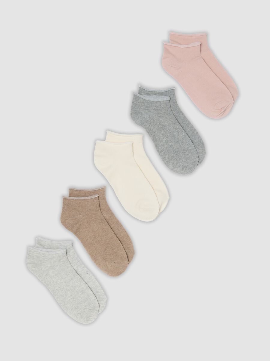 Pack of five multicolour socks in organic cotton blend_0