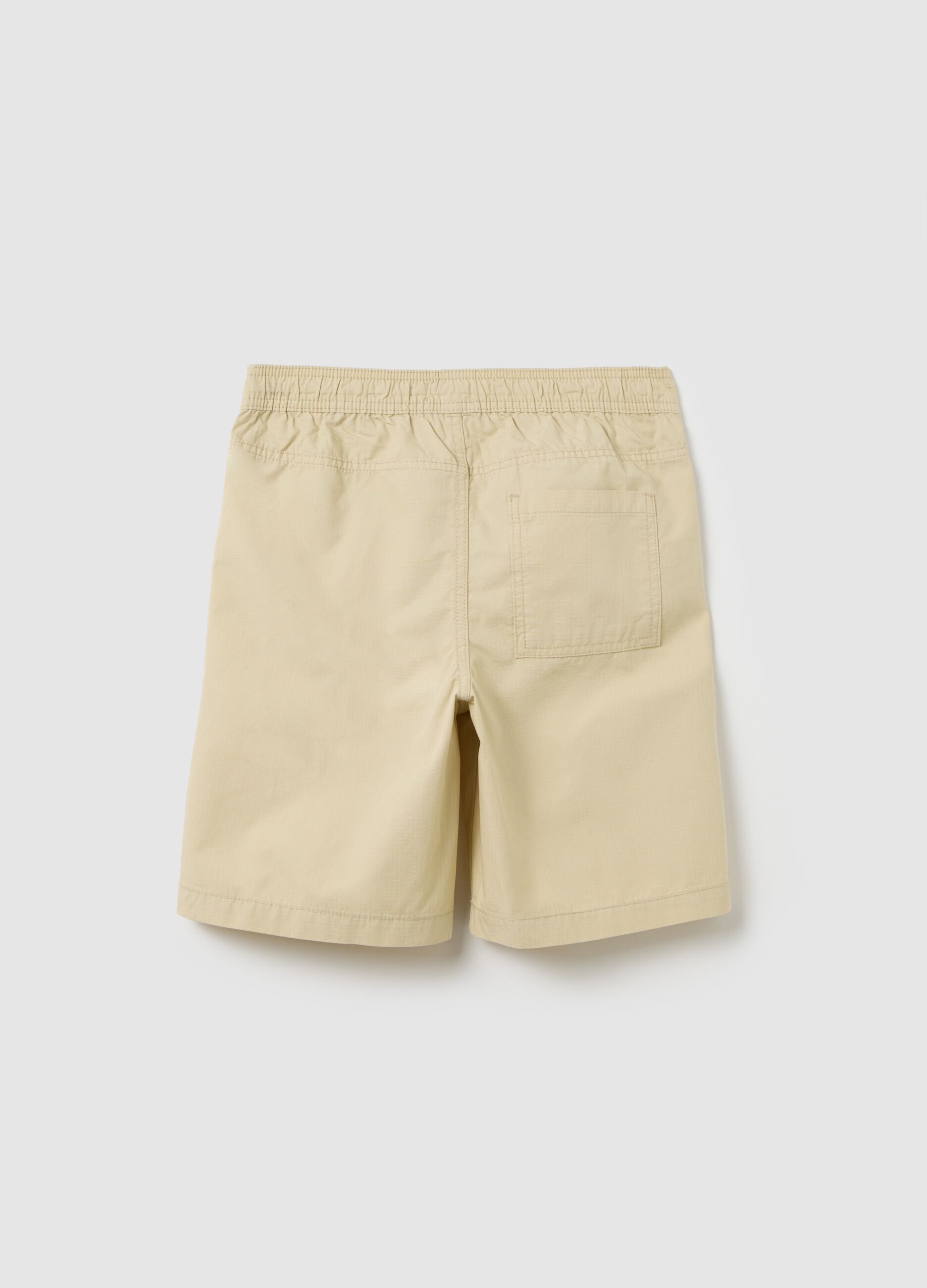 Beige shorts in cotton with drawstring