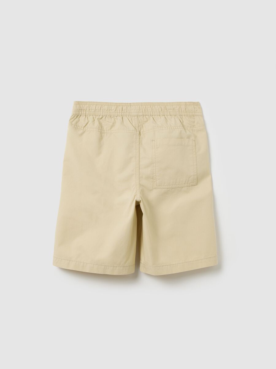 Beige shorts in cotton with drawstring_1
