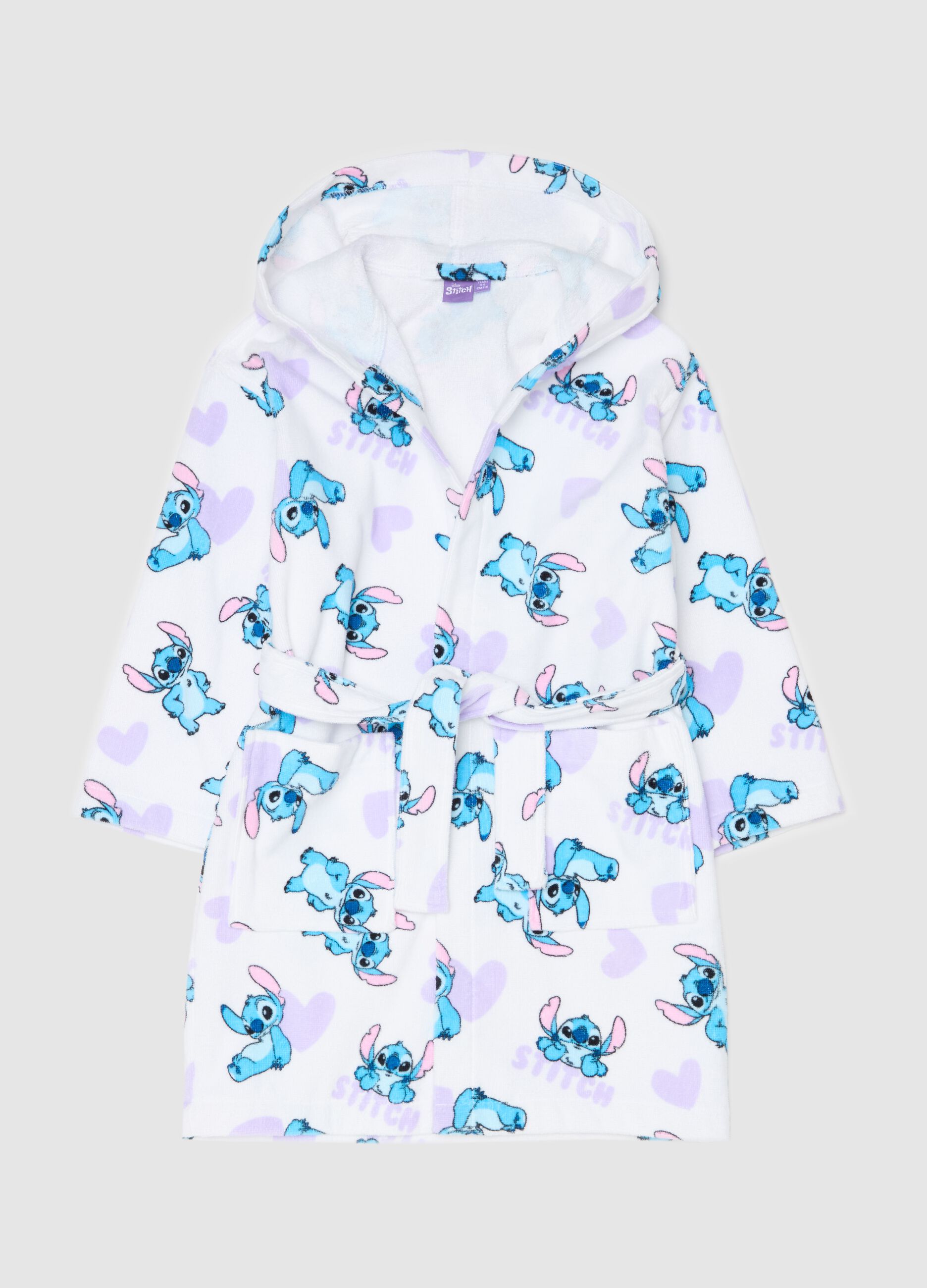 Cotton bathrobe with Stitch print