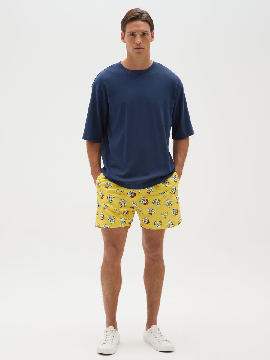 Yellow Kids' Fabric Shorts with Spongebob_0