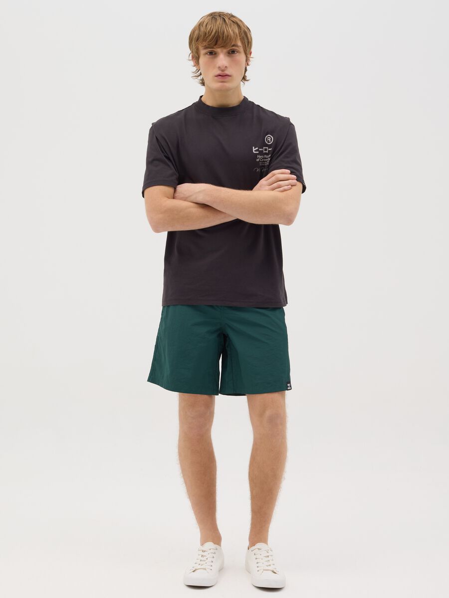 Boxer da uomo verde regular fit con elastico e coulisse_0