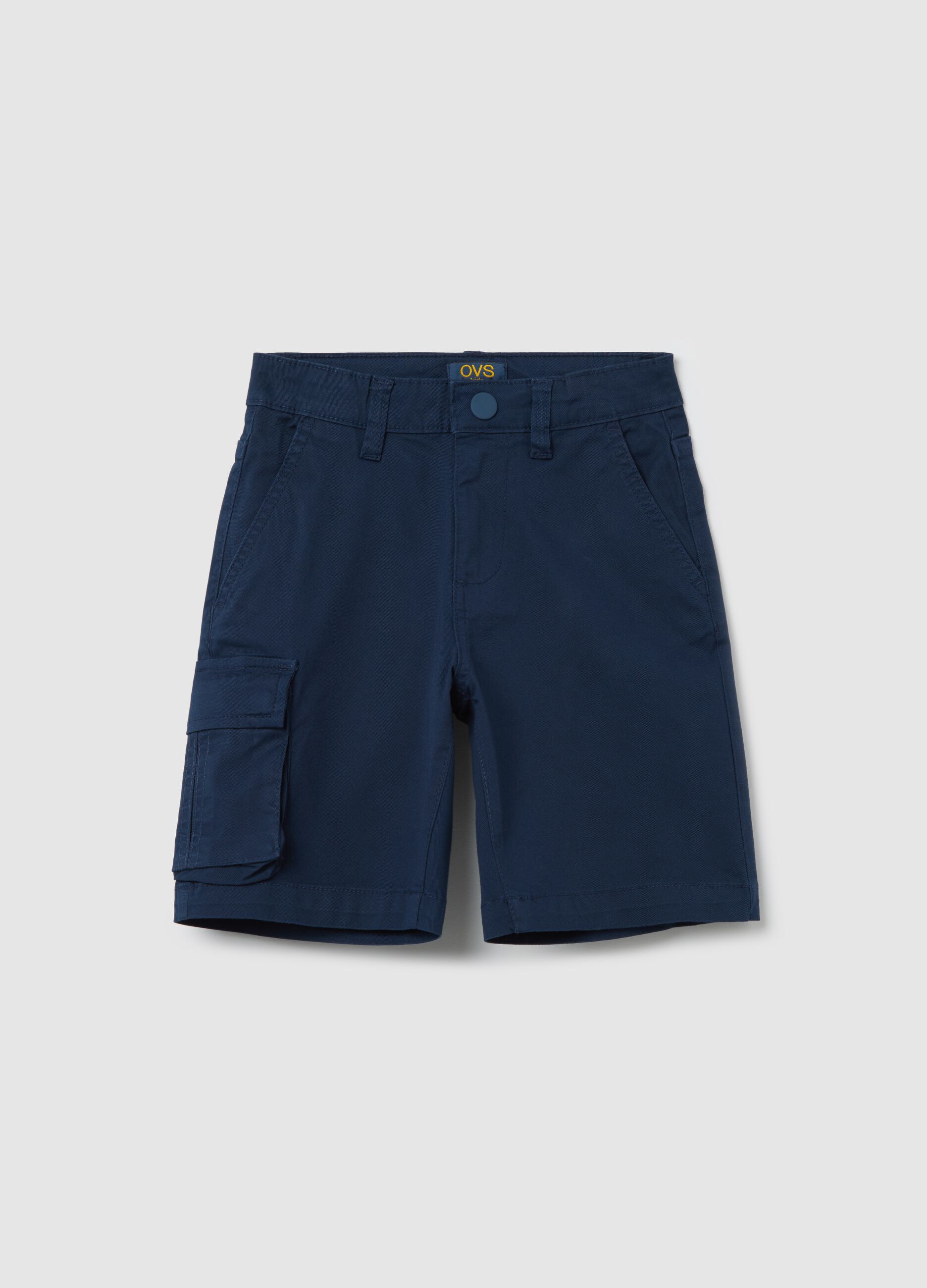 Blue cargo Bermuda shorts in stretch cotton