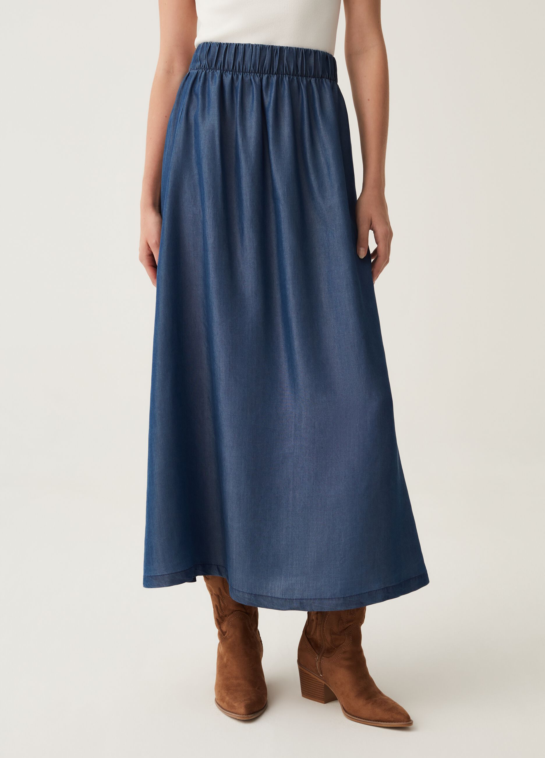 Gonna lunga effetto denim_1
