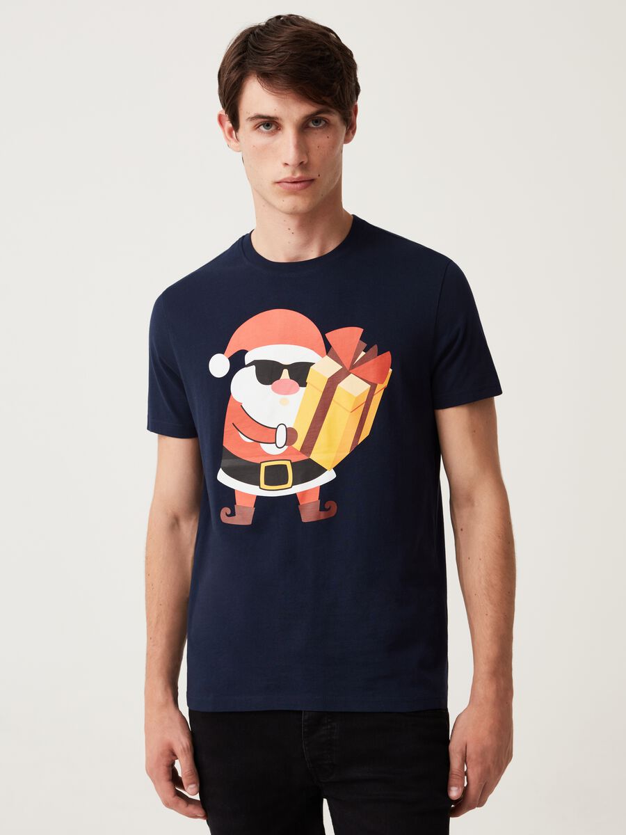 T-shirt con stampa Babbo Natale_0