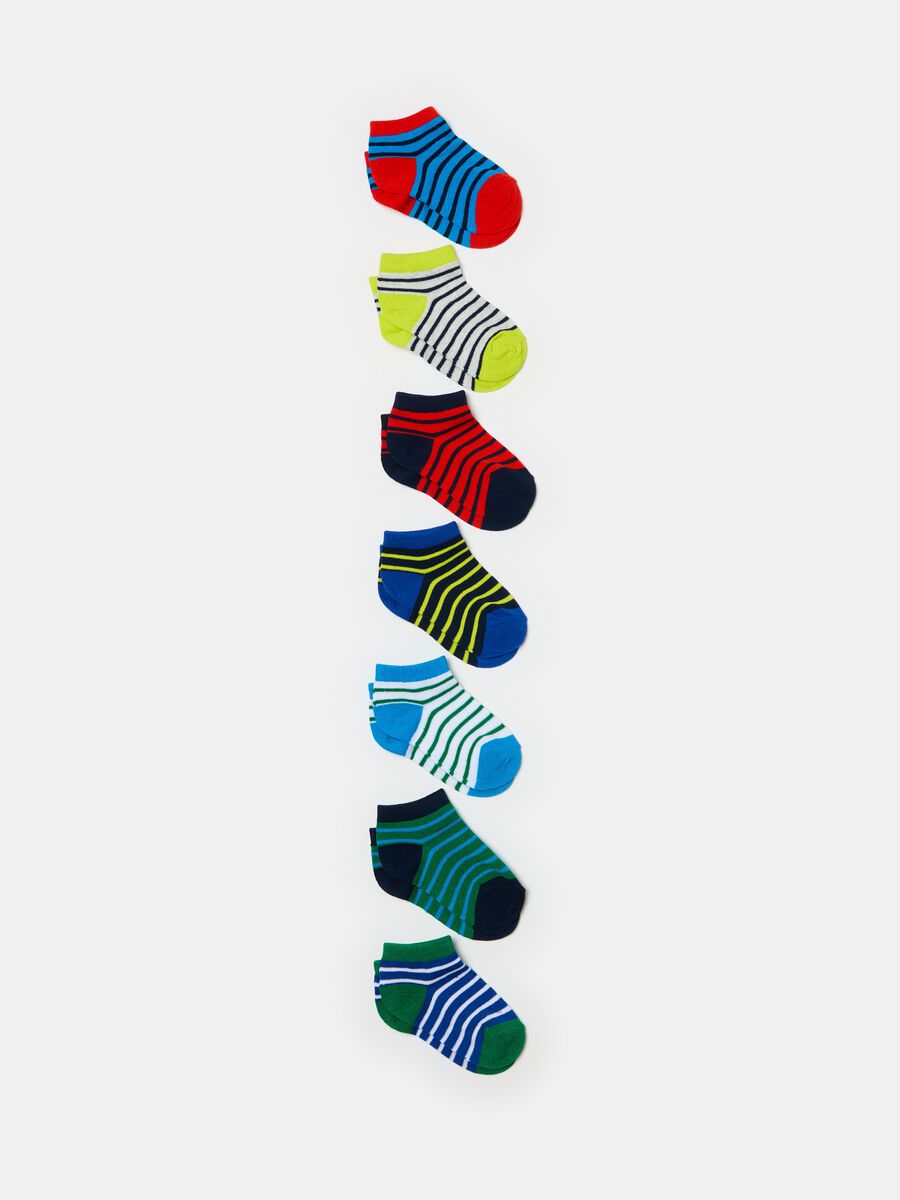 Seven-pair pack short striped socks_0