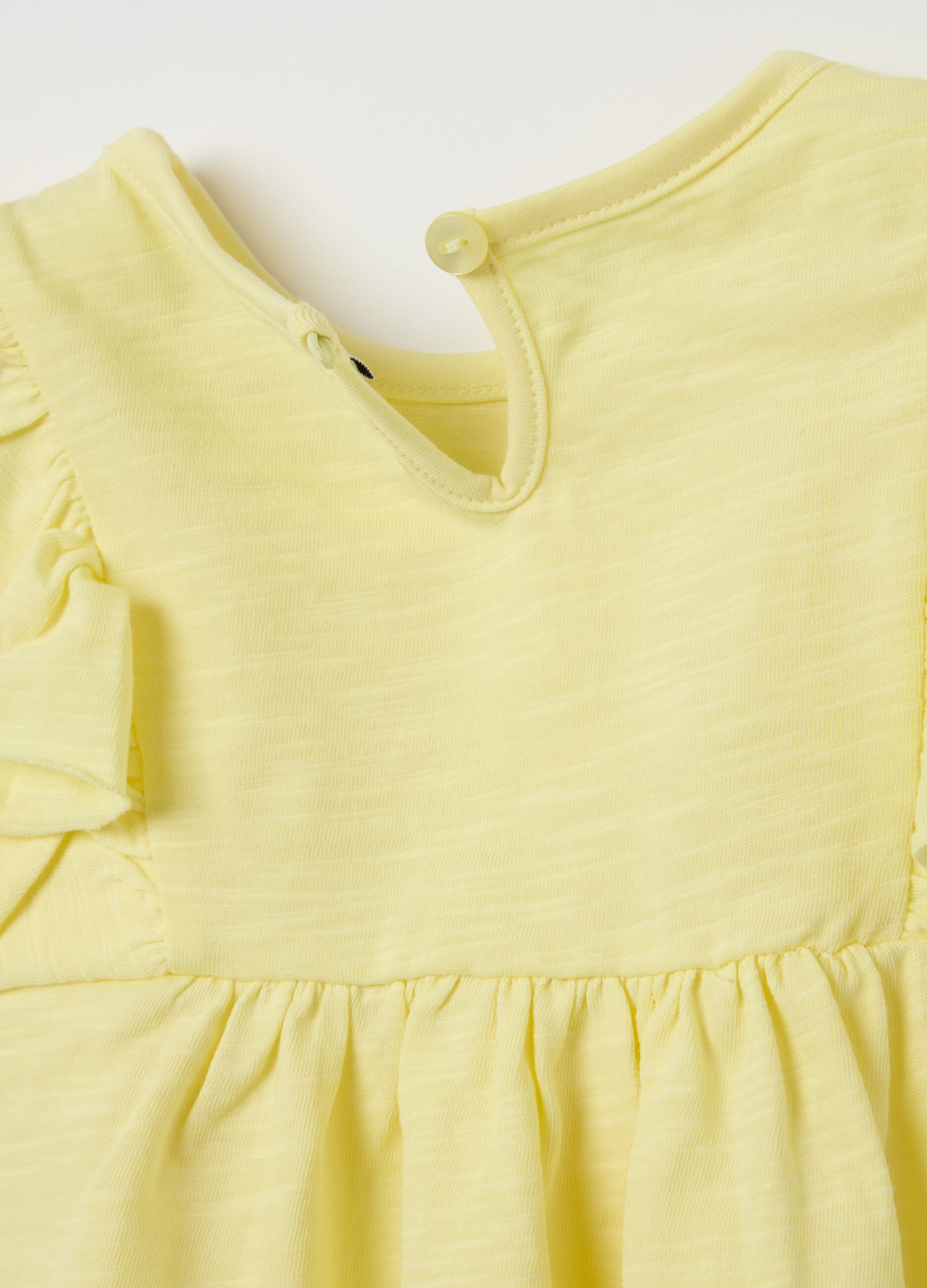 Cotton T-shirt with flounce
