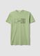 Green pure cotton T-shirt with One Piece print_0
